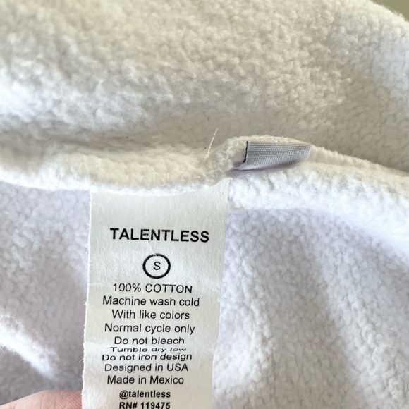 NWT Talentless Premium White Zip Up Hoodie Small - Picture 8 of 9